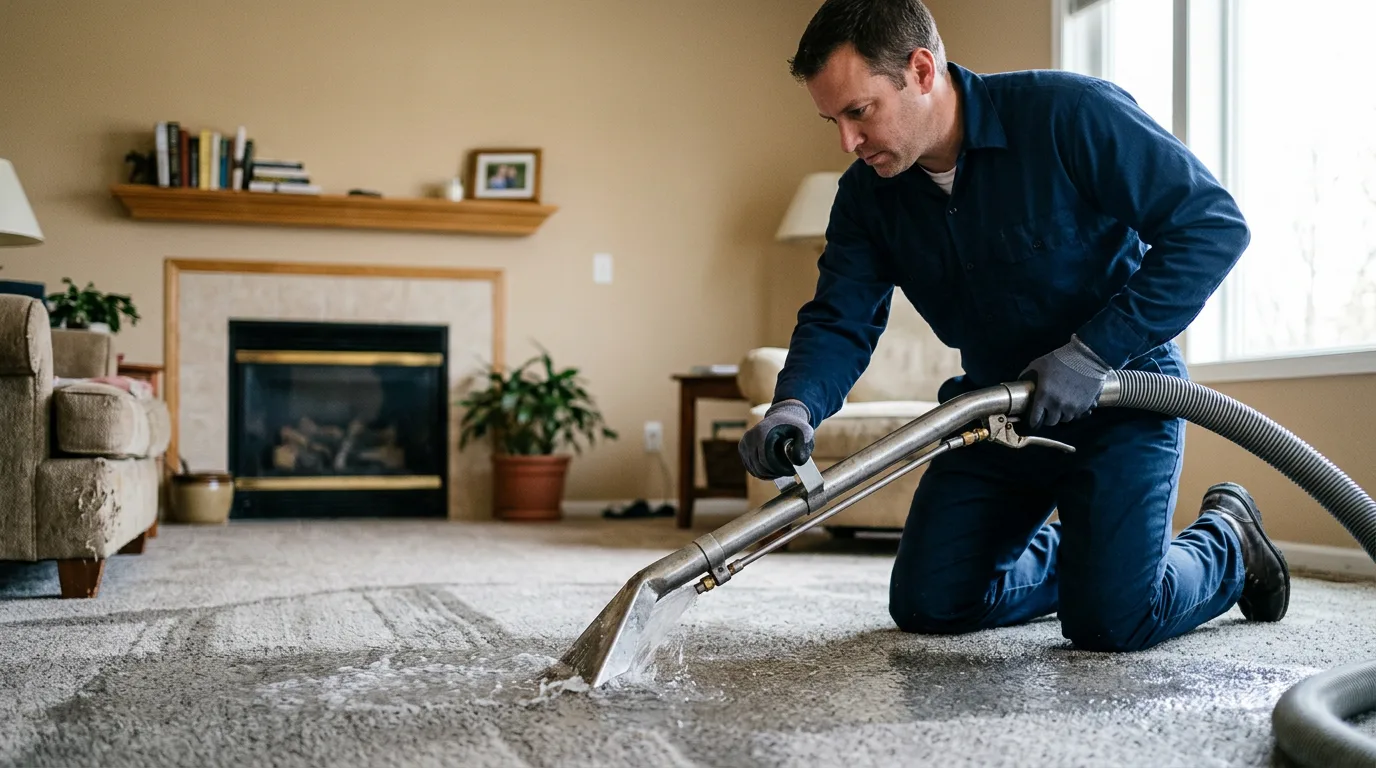 Water damage restoration technician working near Mecosta, MI